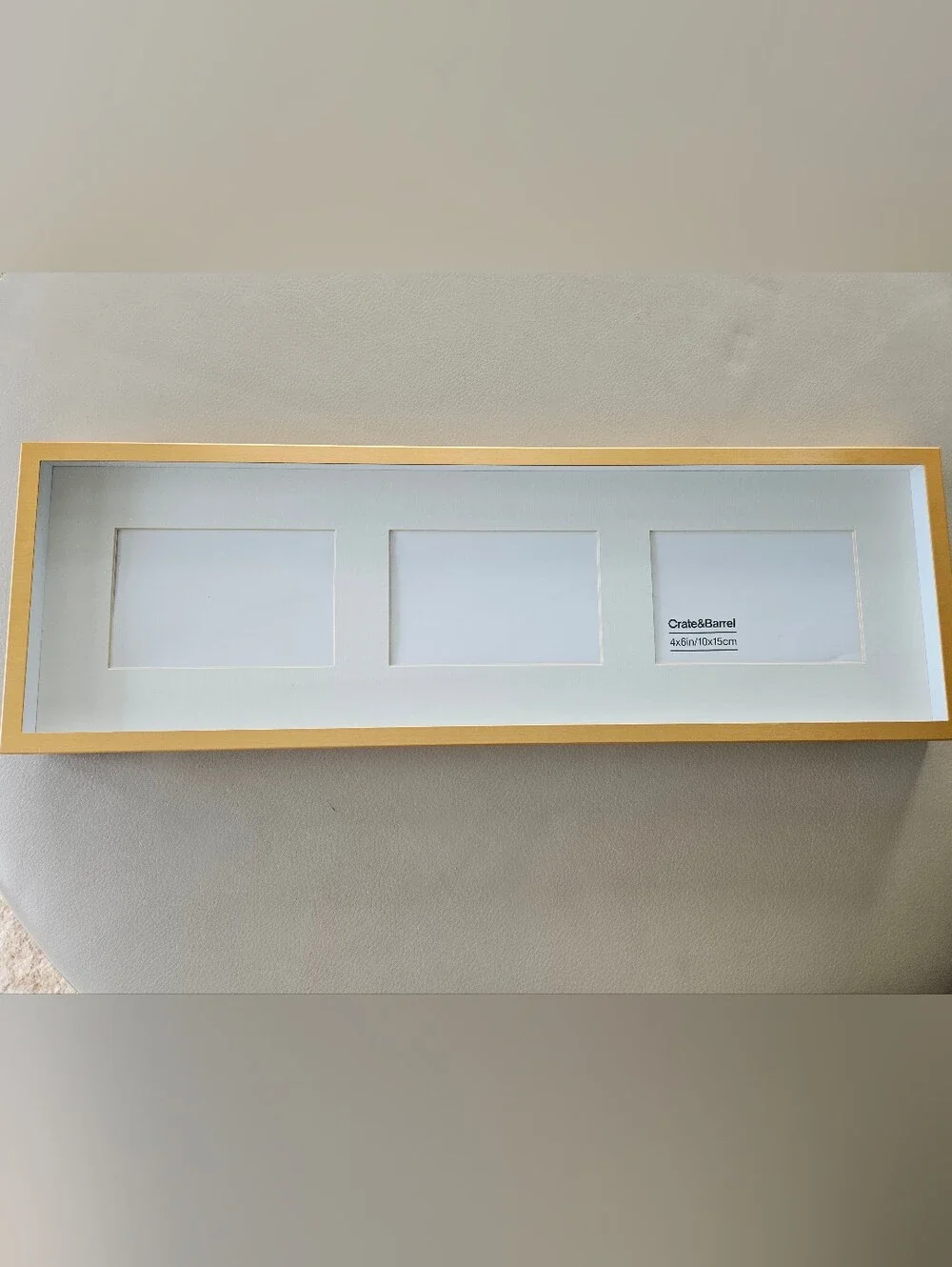 Crate&Barrel Matte Gold Triple Photo Frame